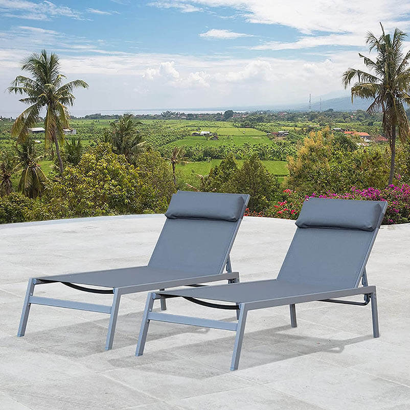 Steel Patio Chaise Lounge Set 3 Pieces - Image 14