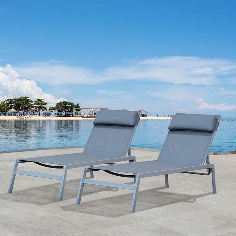 Steel Patio Chaise Lounge Set 3 Pieces - Image 15
