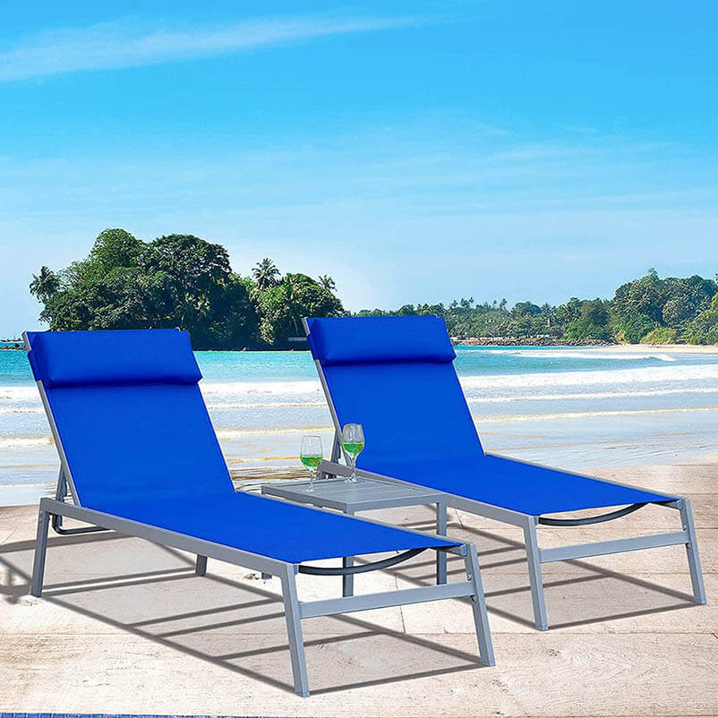 Steel Patio Chaise Lounge Set 3 Pieces - Image 6