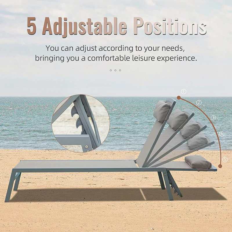 Sunbathing Aluminum Chaise Lounge Set of 3 - Image 14