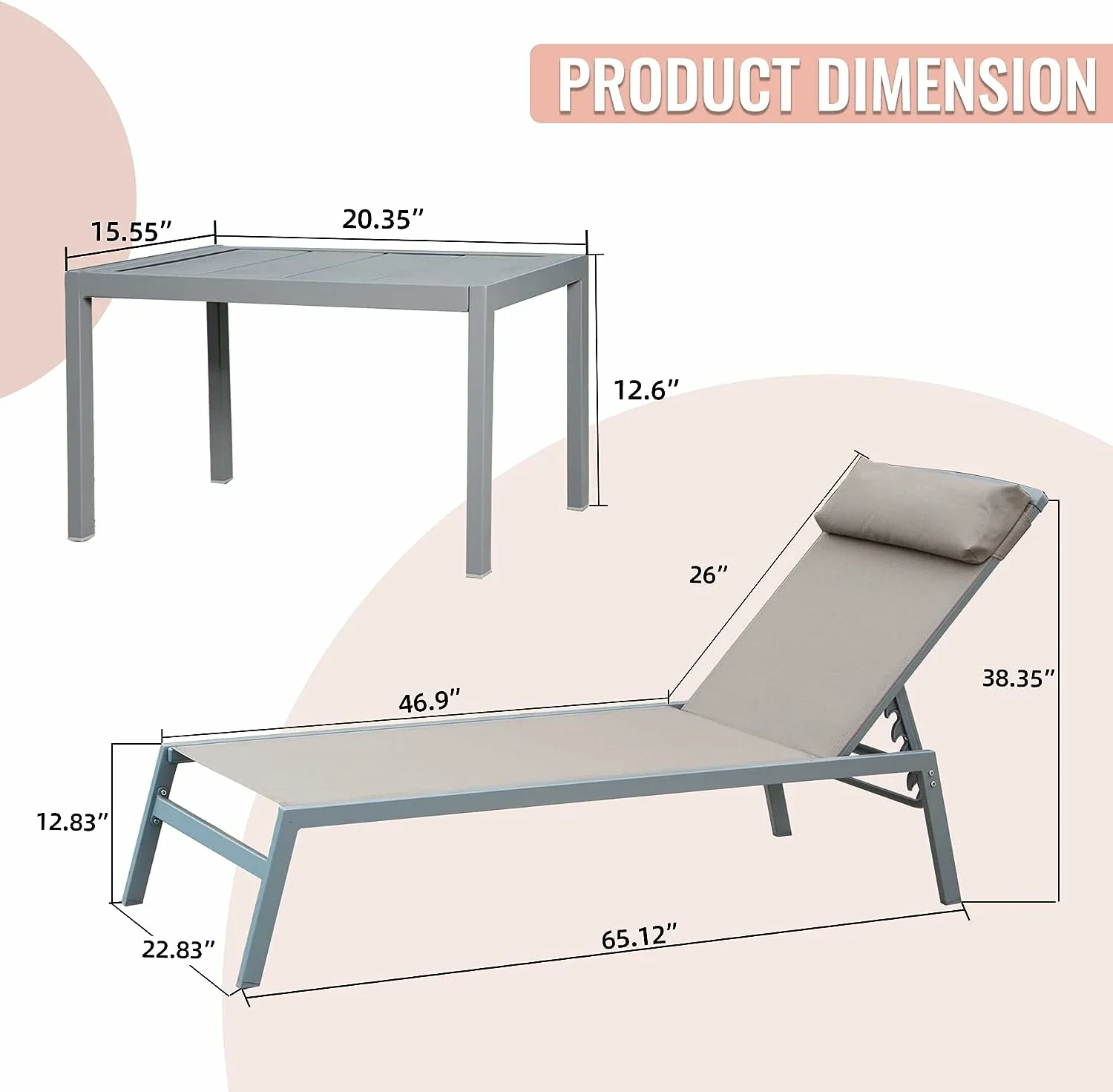 Sunbathing Aluminum Chaise Lounge Set of 3 - Image 18