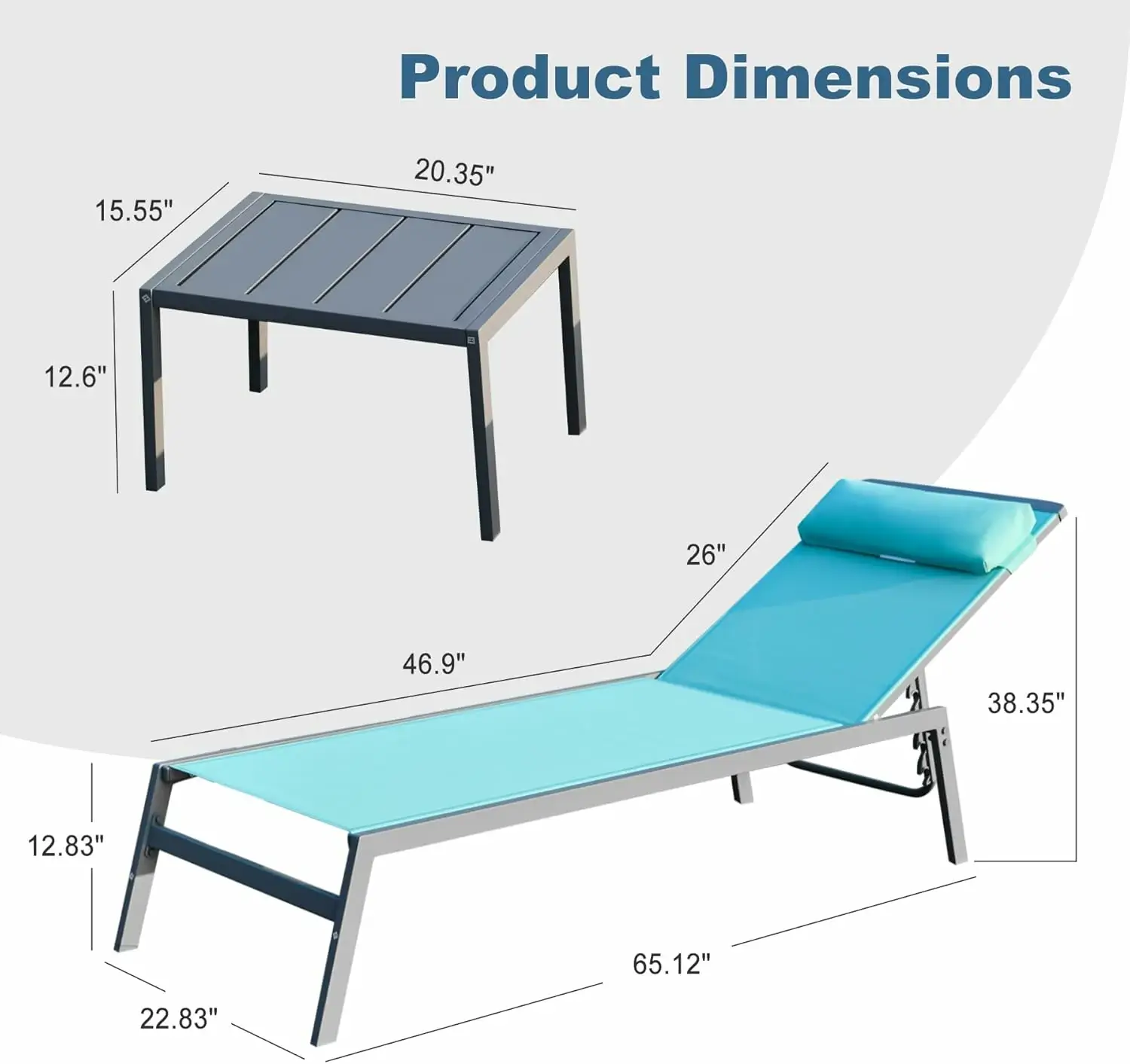 Sunbathing Aluminum Chaise Lounge Set of 3 - Image 22
