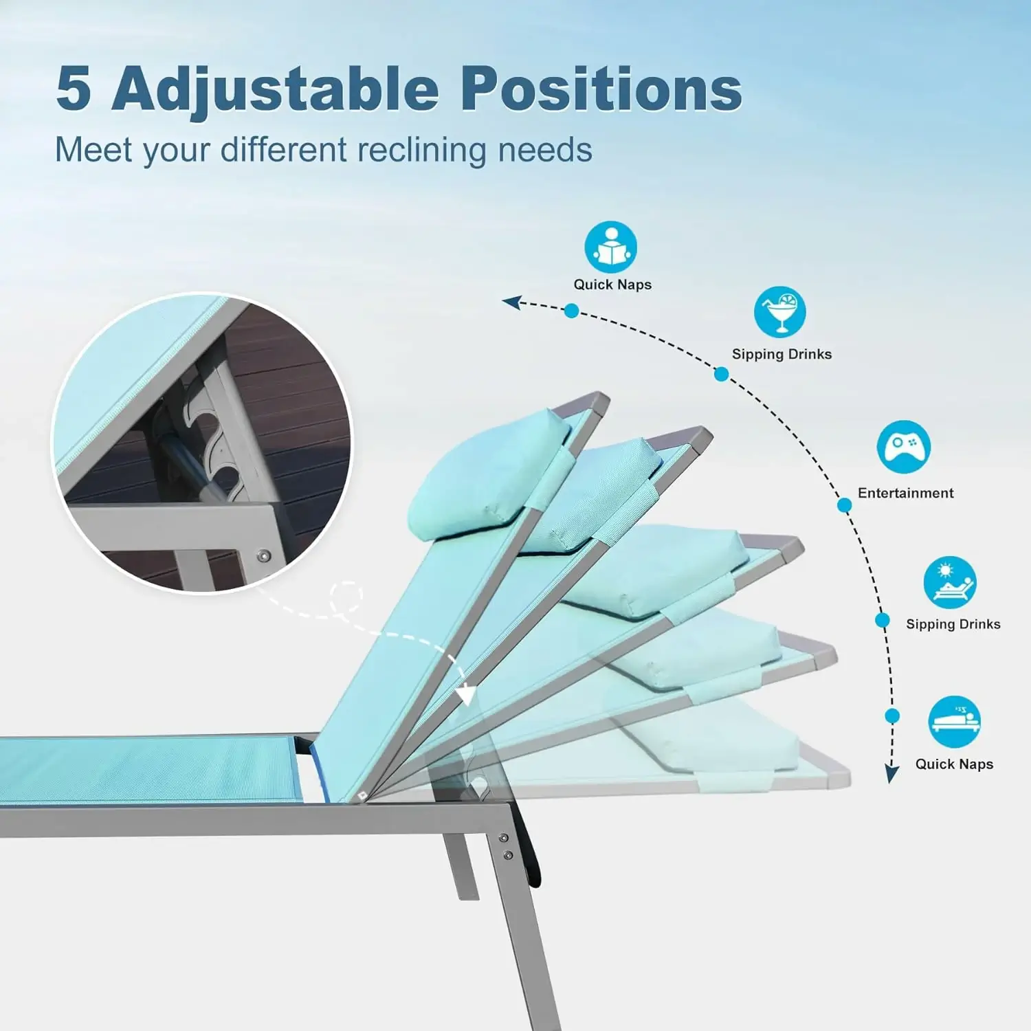 Sunbathing Aluminum Chaise Lounge Set of 3 - Image 23