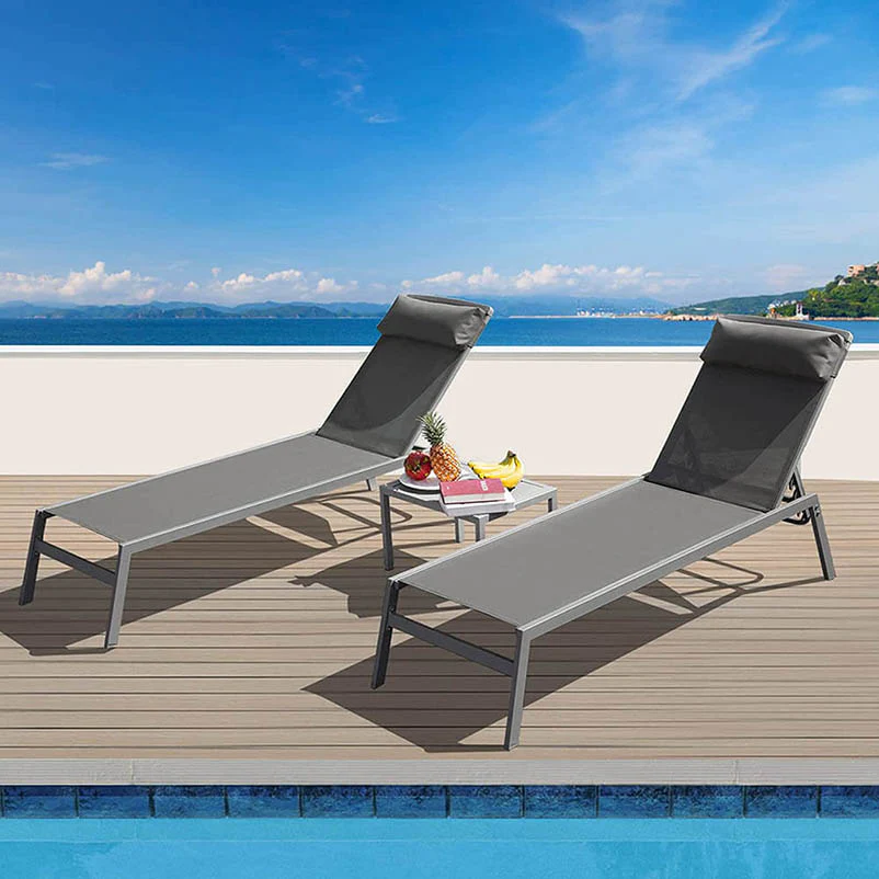 Sunbathing Aluminum Chaise Lounge Set of 3 - Image 8