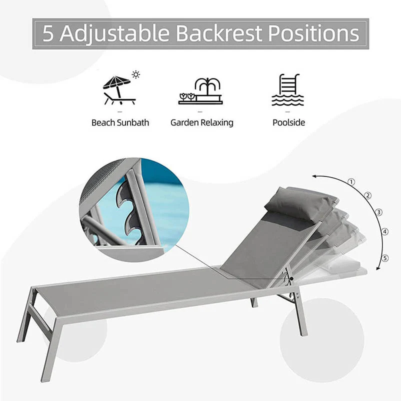 Sunbathing Aluminum Chaise Lounge Set of 3 - Image 9