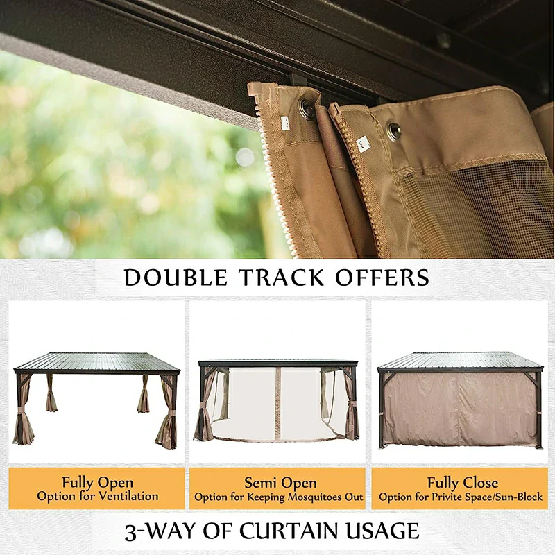 Wall-Mounted Hardtop Gazebo with Drainage Gutters - Image 15