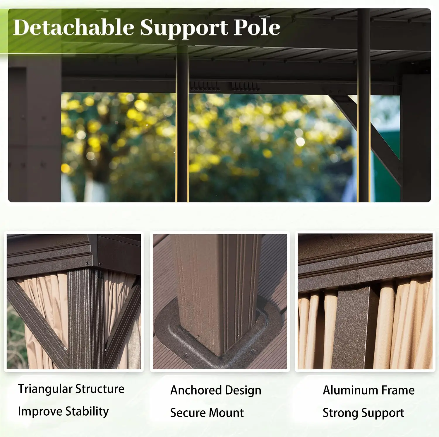 Wall-Mounted Hardtop Gazebo with Drainage Gutters - Image 20