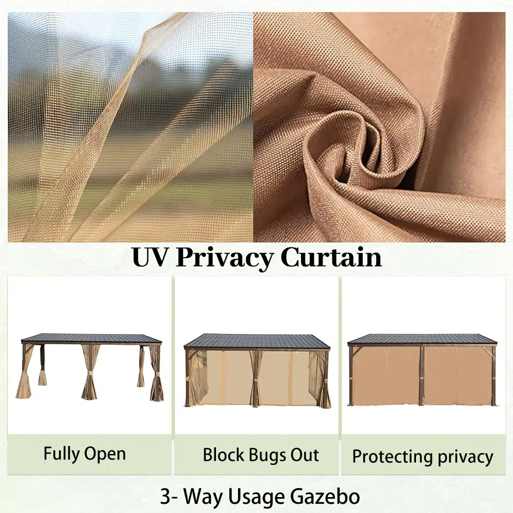 Wall-Mounted Hardtop Gazebo with Drainage Gutters - Image 21