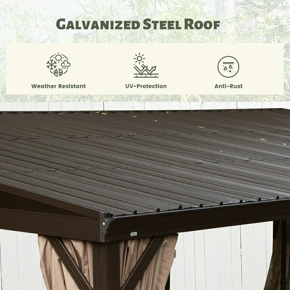 Wall-Mounted Hardtop Gazebo with Drainage Gutters - Image 32
