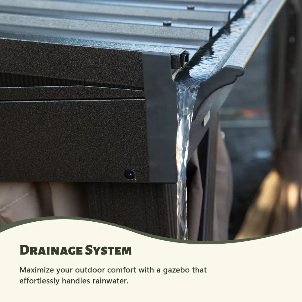 Wall-Mounted Hardtop Gazebo with Drainage Gutters - Image 36