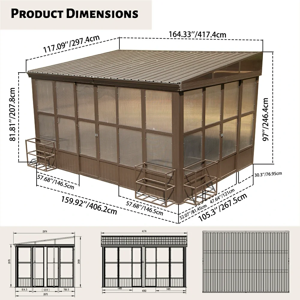 Wall Mounted Sunroom with Side Door - Image 44