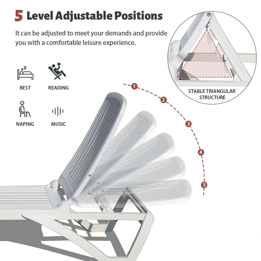White Plastic Patio Chaise Lounge Sets - Image 13