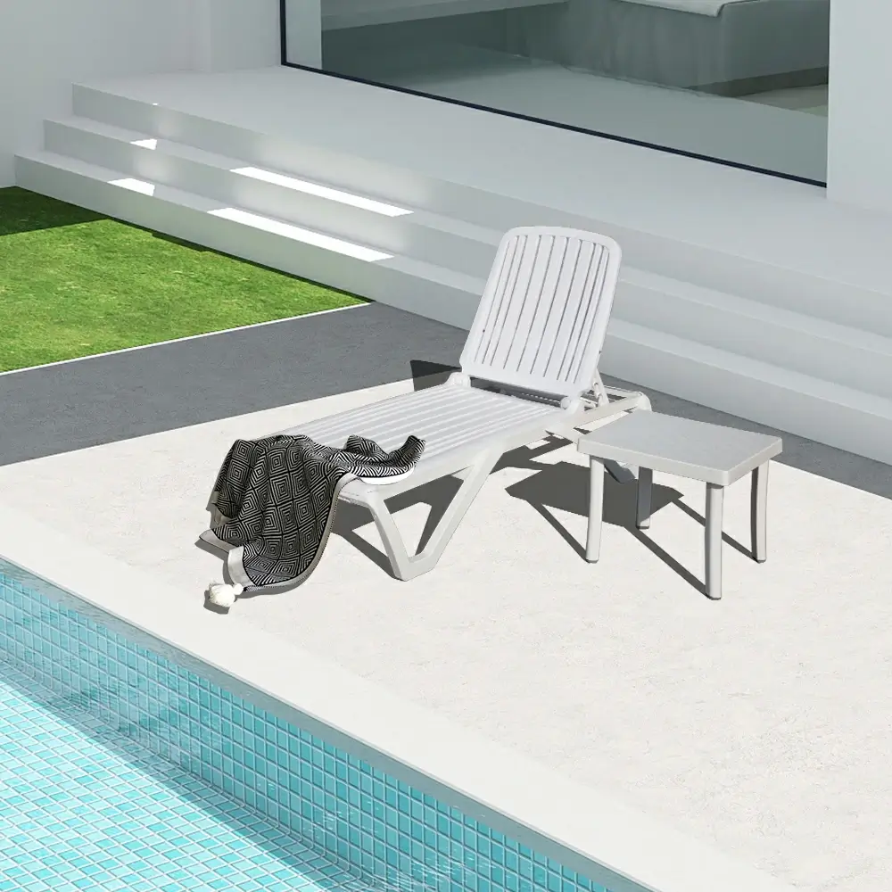 White Plastic Patio Chaise Lounge Sets - Image 16