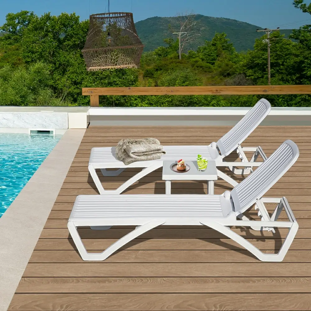 White Plastic Patio Chaise Lounge Sets - Image 18