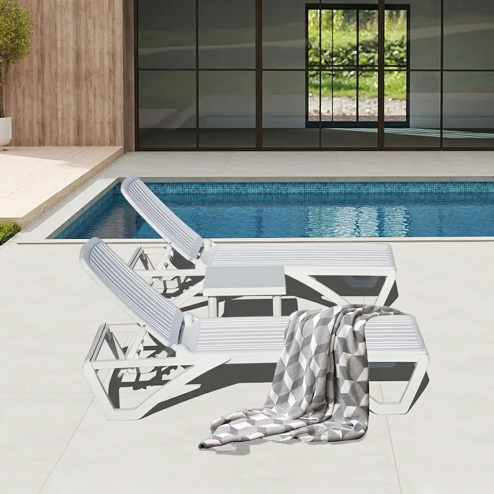 White Plastic Patio Chaise Lounge Sets - Image 24