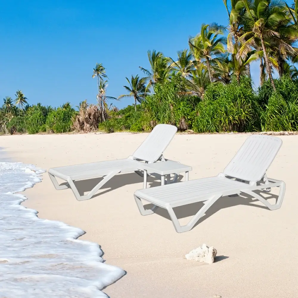 White Plastic Patio Chaise Lounge Sets - Image 25