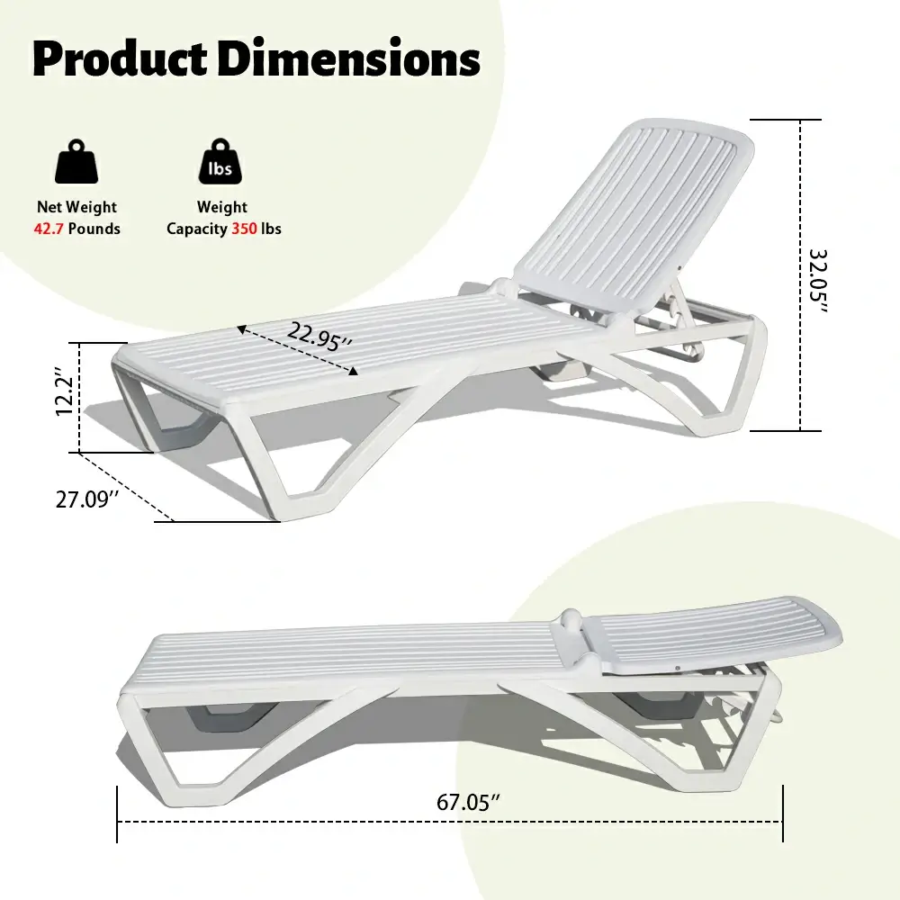 White Plastic Patio Chaise Lounge Sets - Image 3