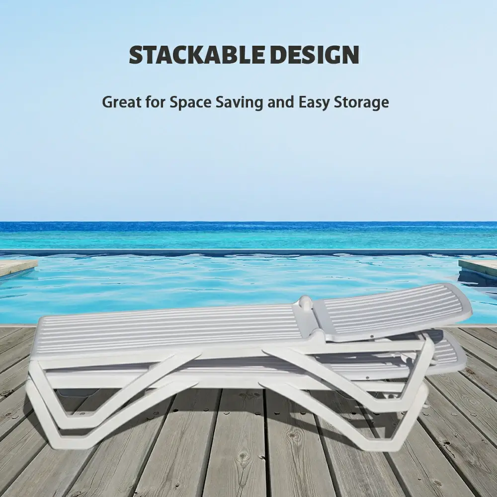 White Plastic Patio Chaise Lounge Sets - Image 7