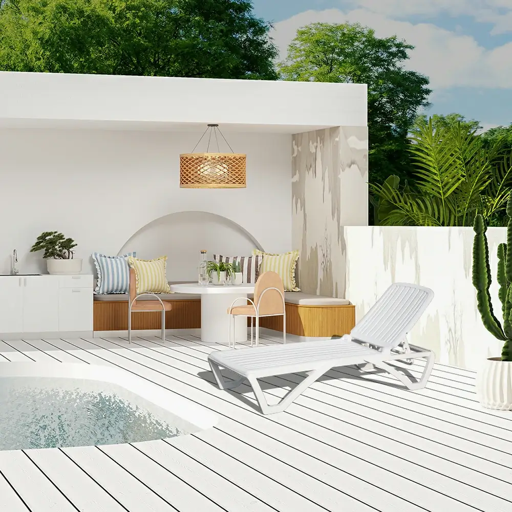 White Plastic Patio Chaise Lounge Sets - Image 8