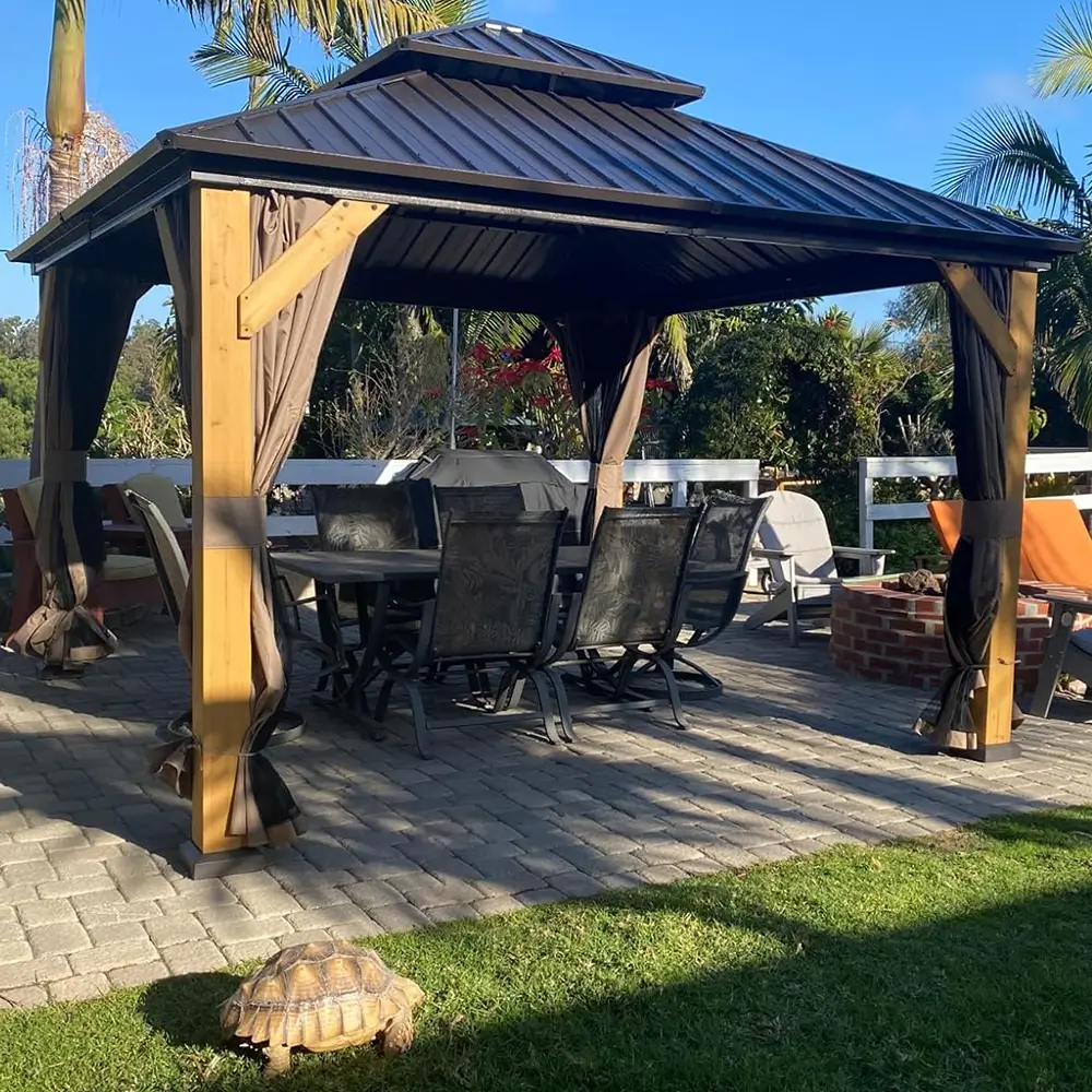 Wood Gazebo with Galvanized Steel Roof - Cedar Post - Image 10