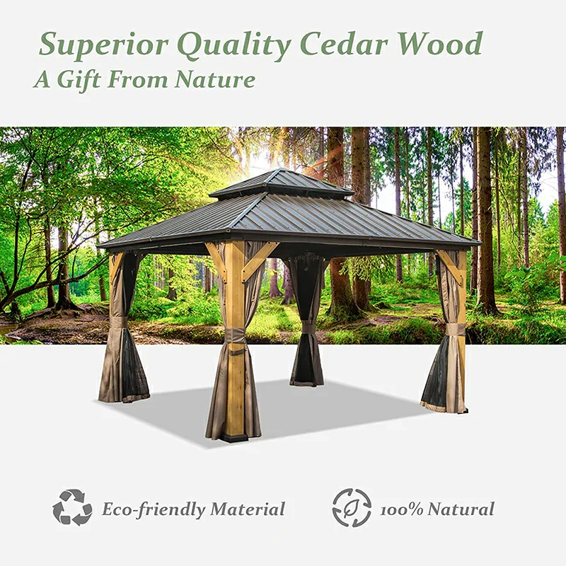 Wood Gazebo with Galvanized Steel Roof - Cedar Post - Image 13