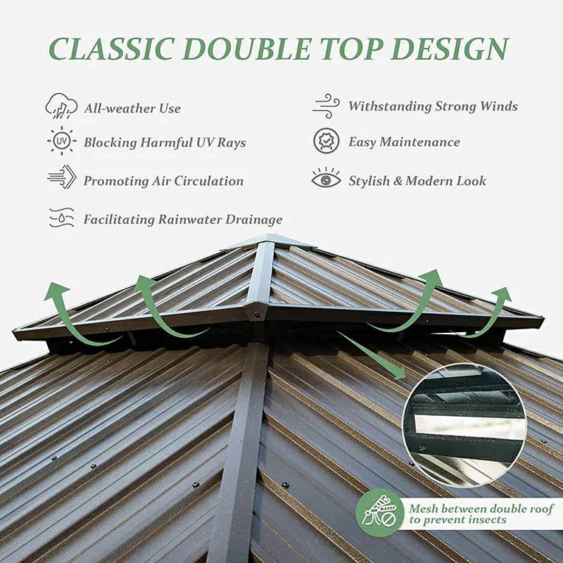 Wood Gazebo with Galvanized Steel Roof - Cedar Post - Image 14