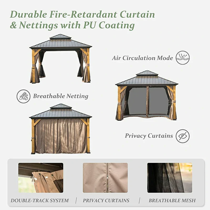Wood Gazebo with Galvanized Steel Roof - Cedar Post - Image 16