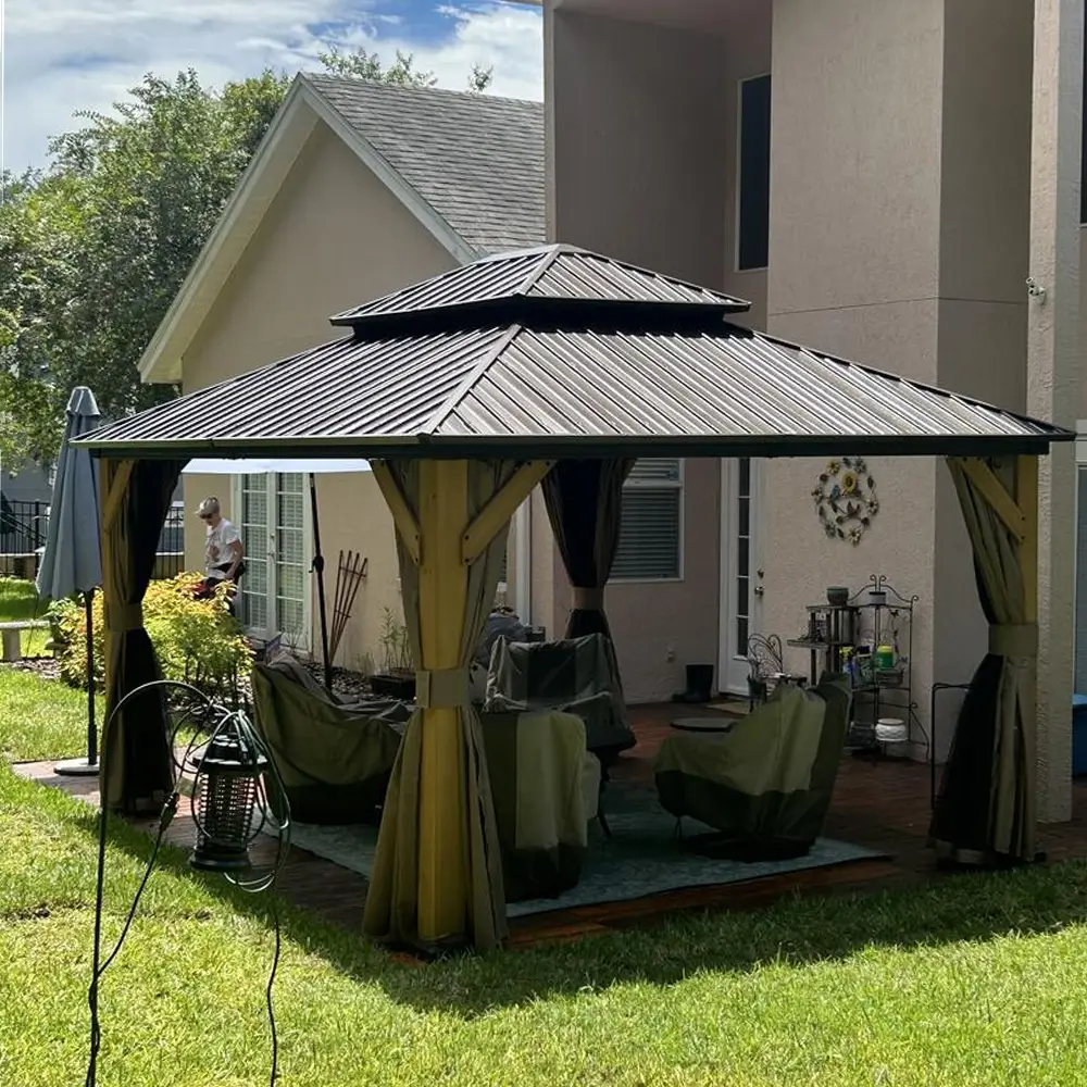 Wood Gazebo with Galvanized Steel Roof - Cedar Post - Image 19