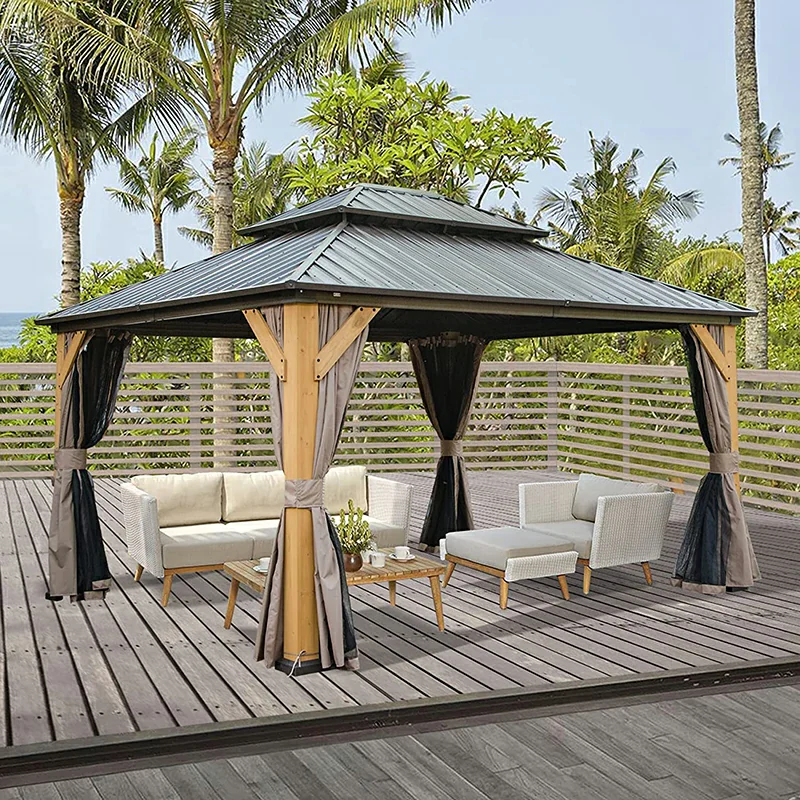 Wood Gazebo with Galvanized Steel Roof - Cedar Post - Image 20