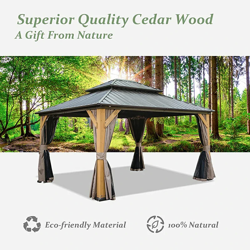 Wood Gazebo with Galvanized Steel Roof - Cedar Post - Image 23