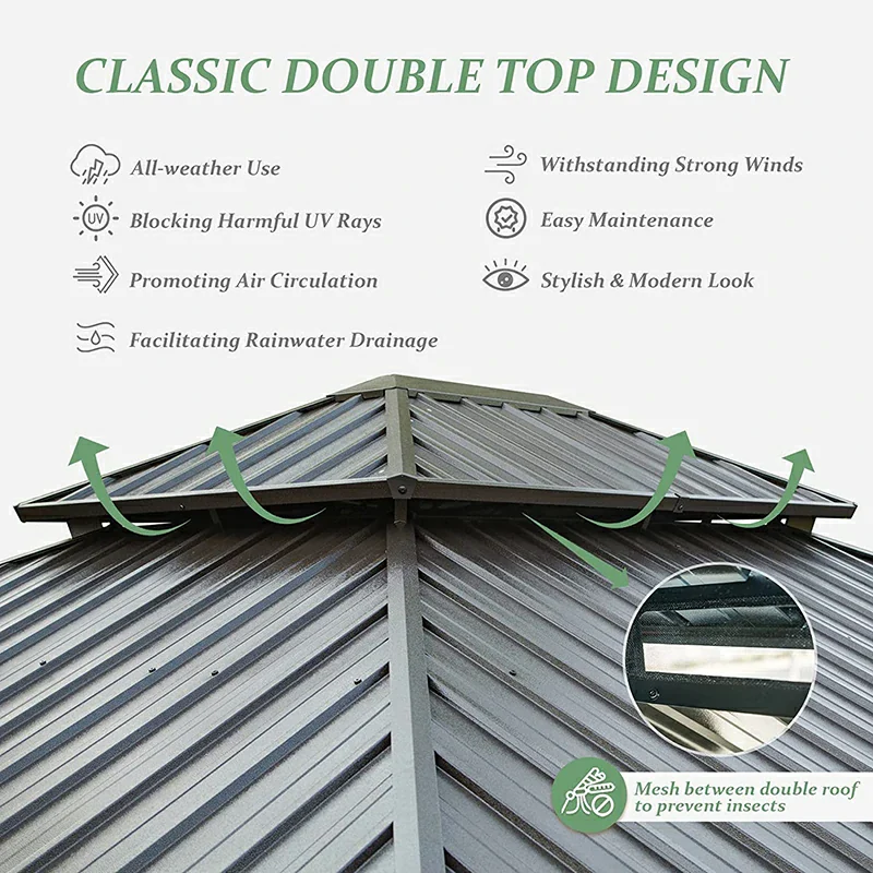 Wood Gazebo with Galvanized Steel Roof - Cedar Post - Image 24