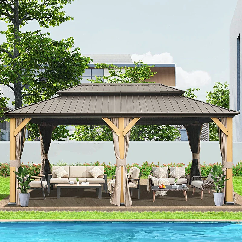 Wood Gazebo with Galvanized Steel Roof - Cedar Post - Image 29