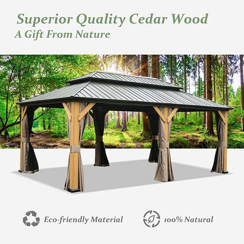 Wood Gazebo with Galvanized Steel Roof - Cedar Post - Image 33