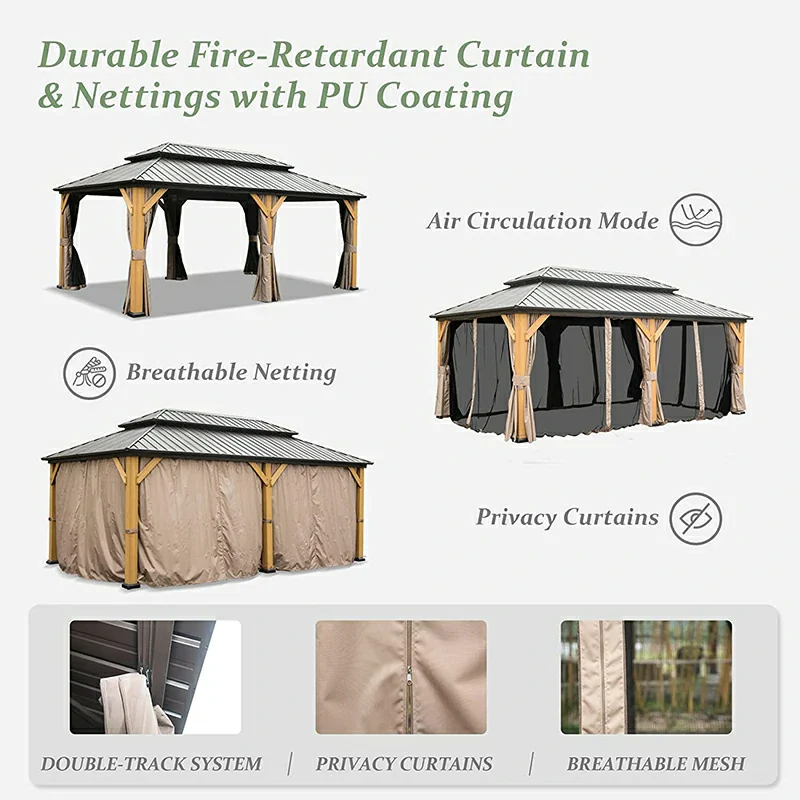 Wood Gazebo with Galvanized Steel Roof - Cedar Post - Image 37