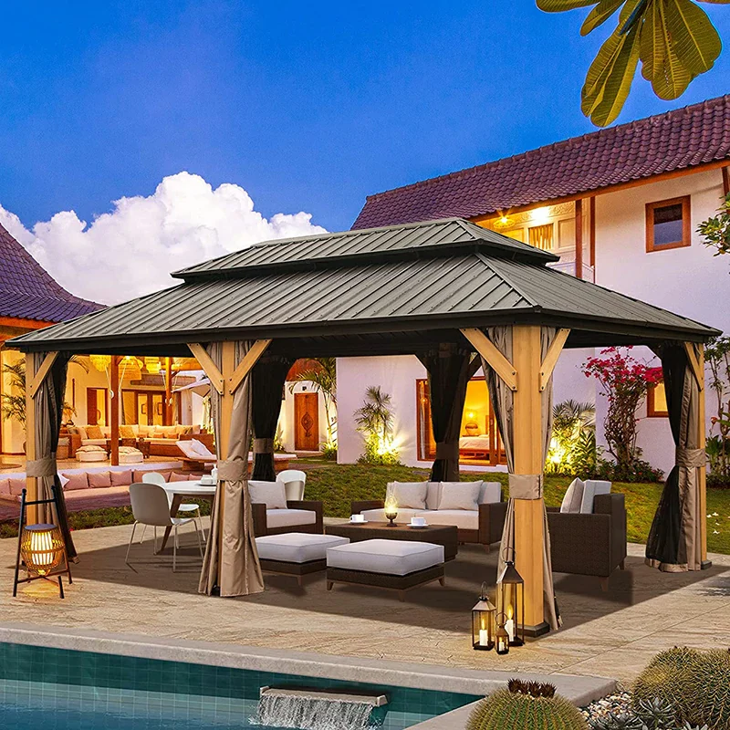 Wood Gazebo with Galvanized Steel Roof - Cedar Post - Image 39