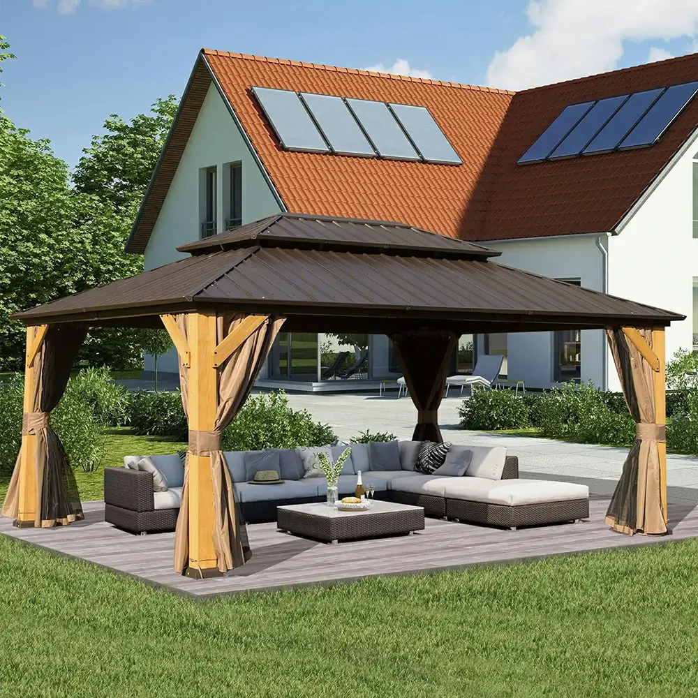 Wood Gazebo with Galvanized Steel Roof - Cedar Post - Image 40