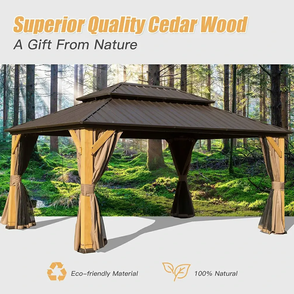 Wood Gazebo with Galvanized Steel Roof - Cedar Post - Image 43