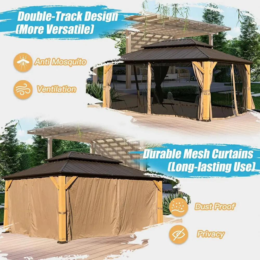 Wood Gazebo with Galvanized Steel Roof - Cedar Post - Image 47