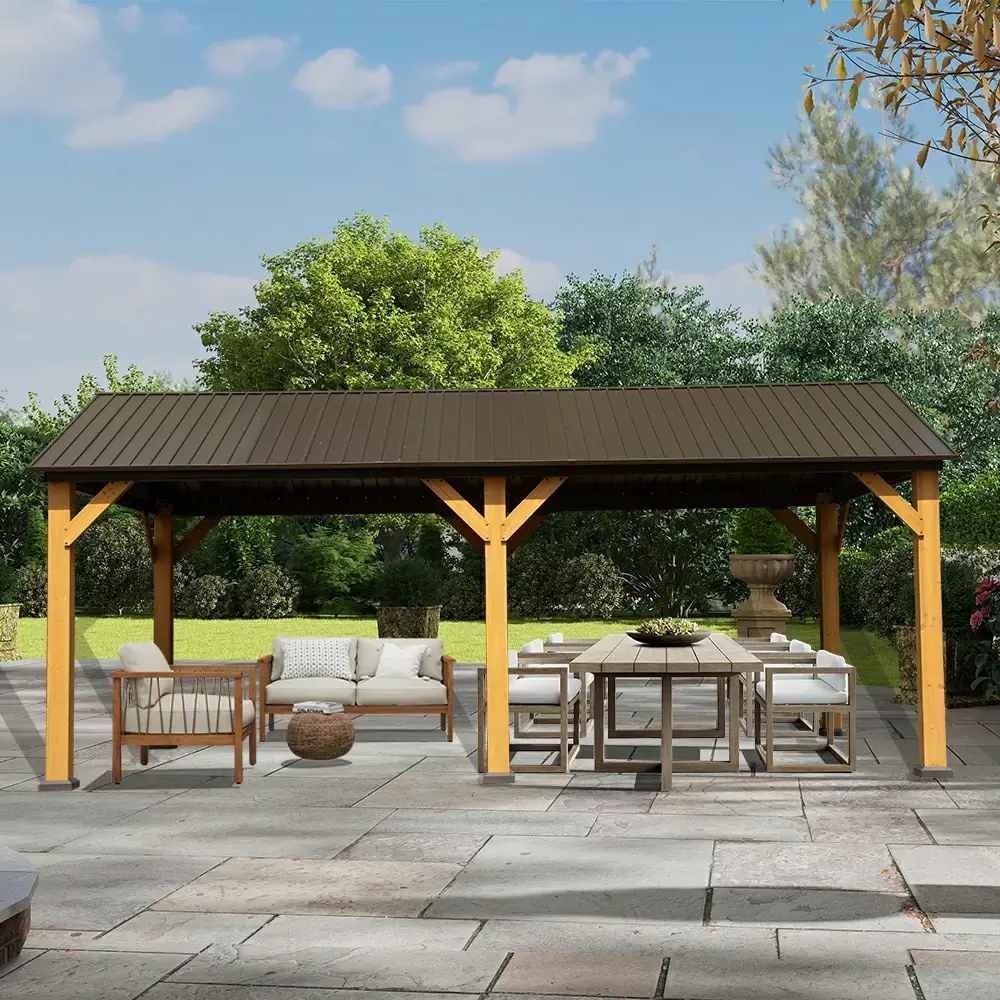 Wood Gazebo with Galvanized Steel Roof - Cedar Post - Image 48