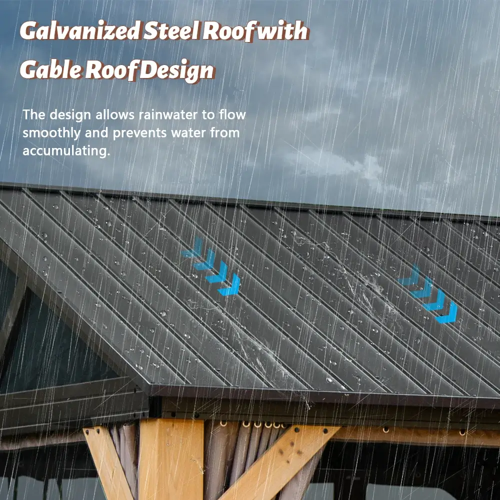 Wood Gazebo with Galvanized Steel Roof - Cedar Post - Image 50