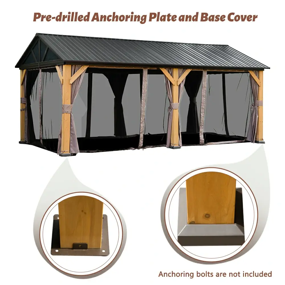Wood Gazebo with Galvanized Steel Roof - Cedar Post - Image 51