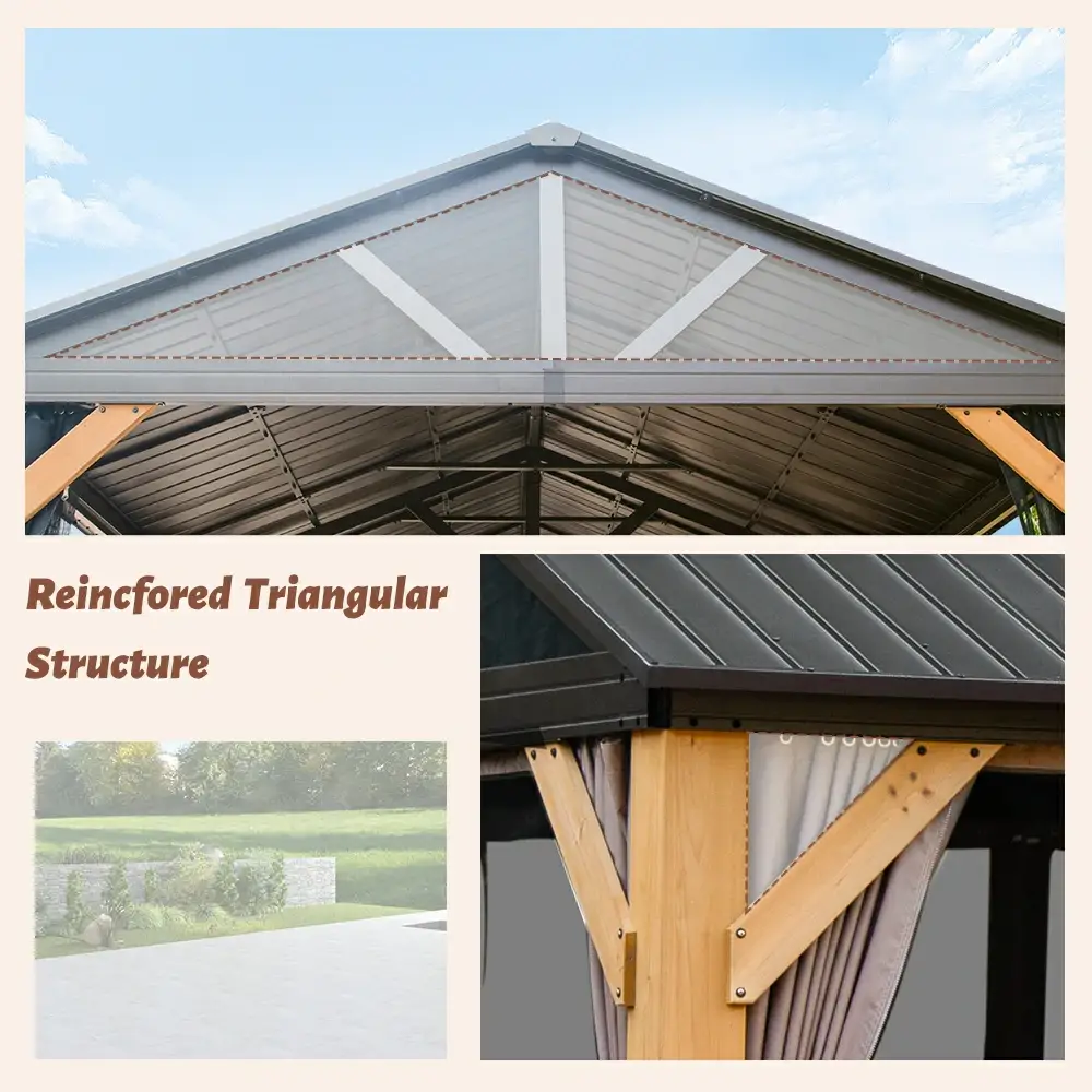 Wood Gazebo with Galvanized Steel Roof - Cedar Post - Image 52