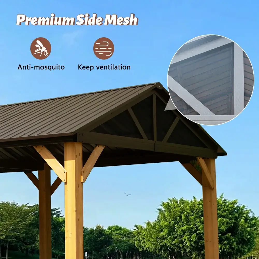 Wood Gazebo with Galvanized Steel Roof - Cedar Post - Image 53
