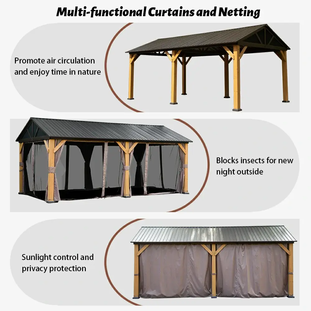 Wood Gazebo with Galvanized Steel Roof - Cedar Post - Image 55