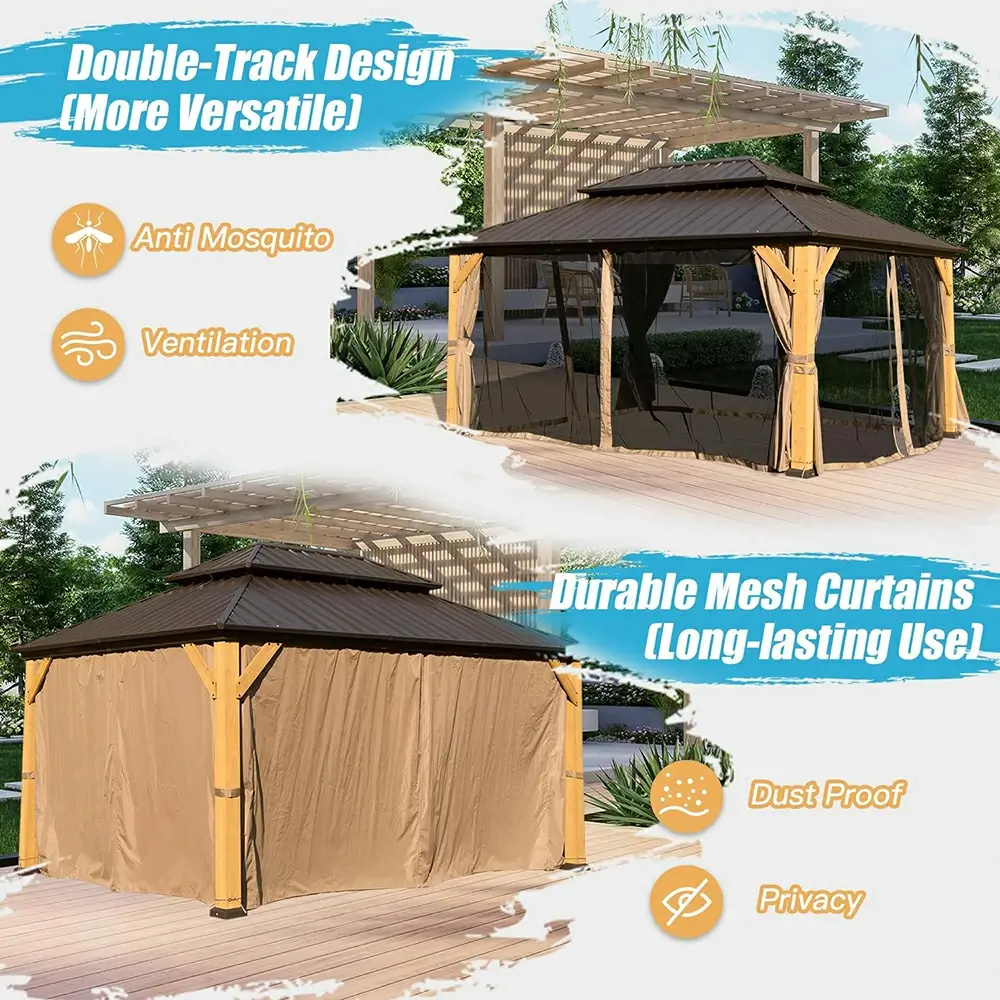 Wood Gazebo with Galvanized Steel Roof - Cedar Post - Image 8