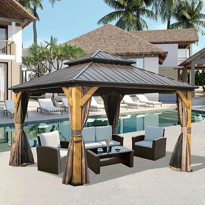 Wood Gazebo with Galvanized Steel Roof - Cedar Post - Image 9